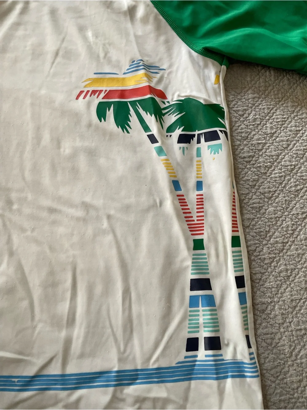 Hanna Andersson Kids Green & White Palm-Graphic Rashguard Swim Tee